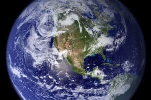 A close up aerial view of the planet earth