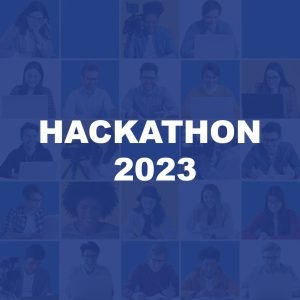 A vibrant grid of individuals immersed in their screens with "Hackathon 2024" prominently displayed in the center, celebrating innovation and collaboration in honor of World Engineering Day.