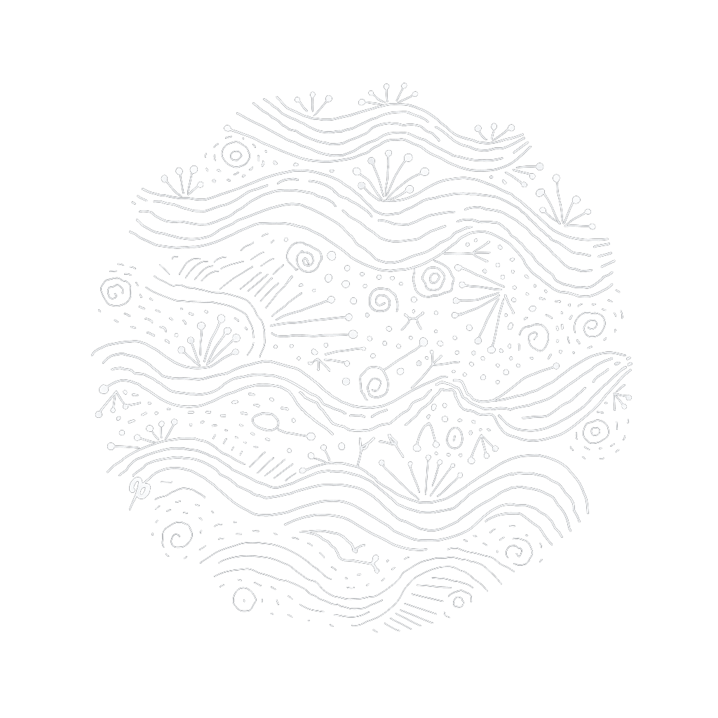 Intricate circular pattern with white lines, swirls, dots, and abstract shapes on a green background, symbolizing SDG 15 and the importance of Life on Land.