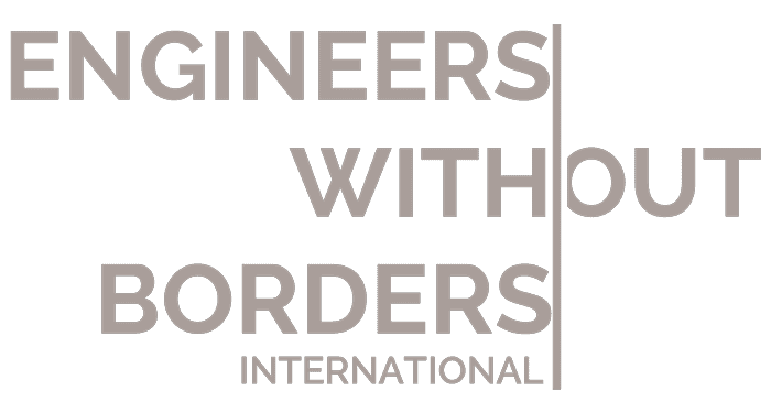 Logo of Engineers Without Borders International, displaying the organization's name in capital letters on a black background.